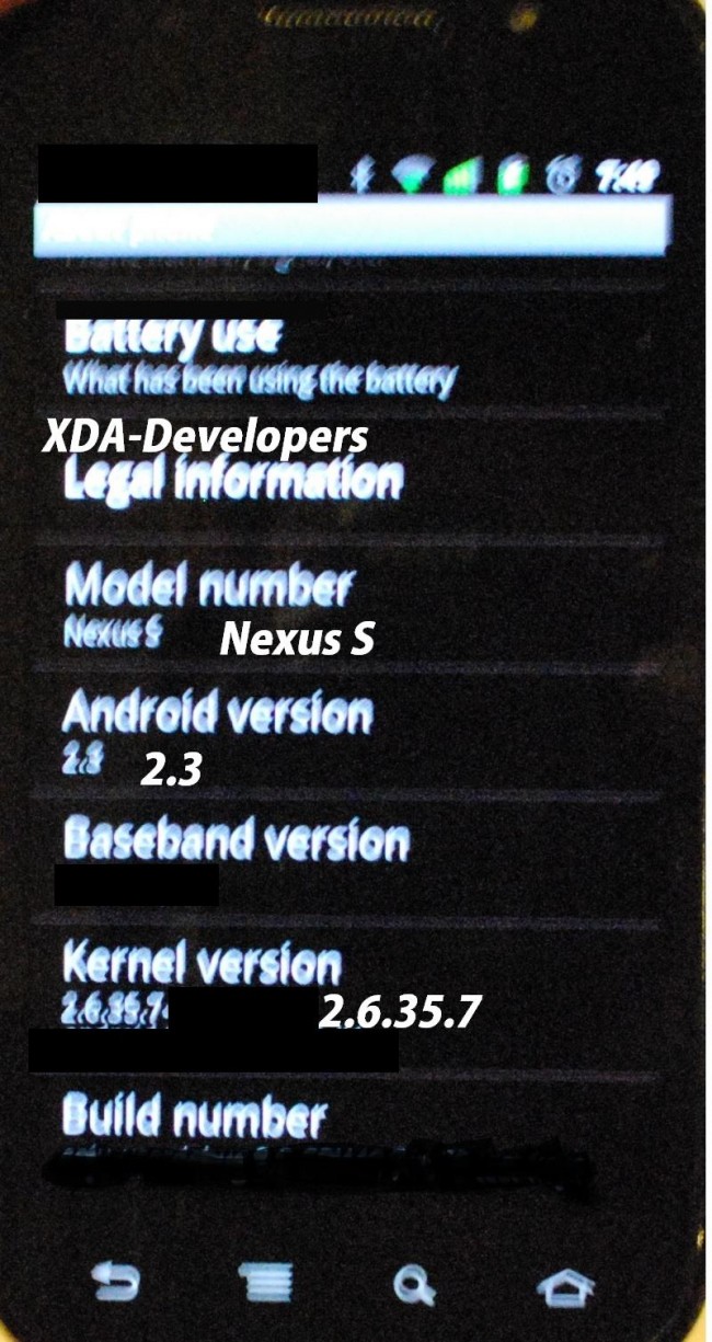 showing the Android 2.3